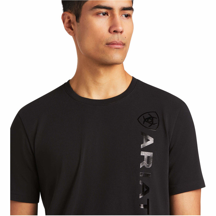 2022 Ariat Mens Short Sleeve Vertical Logo Top 10039192 - Black